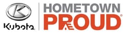 Kubota logo alongside Hometown Proud slogan, representing community commitment and pride.