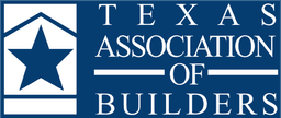 Texas Association of Builders logo featuring a star and house icon in blue and white.
